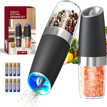 Cavyno™ - Gravity Electric Salt & Pepper Grinder Set