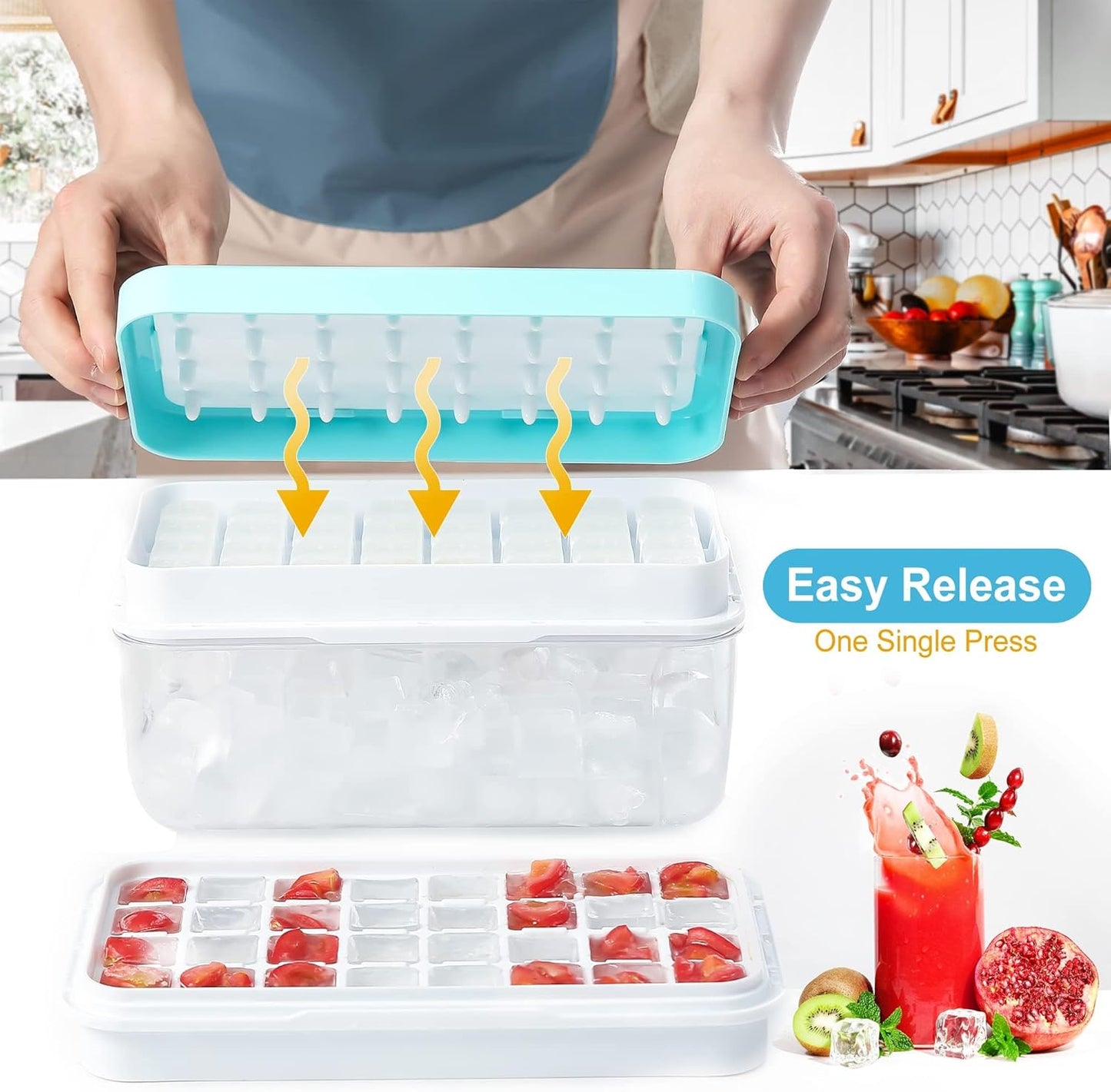 Cavyno™ - One-Press Ice Cube Tray & Storage Set