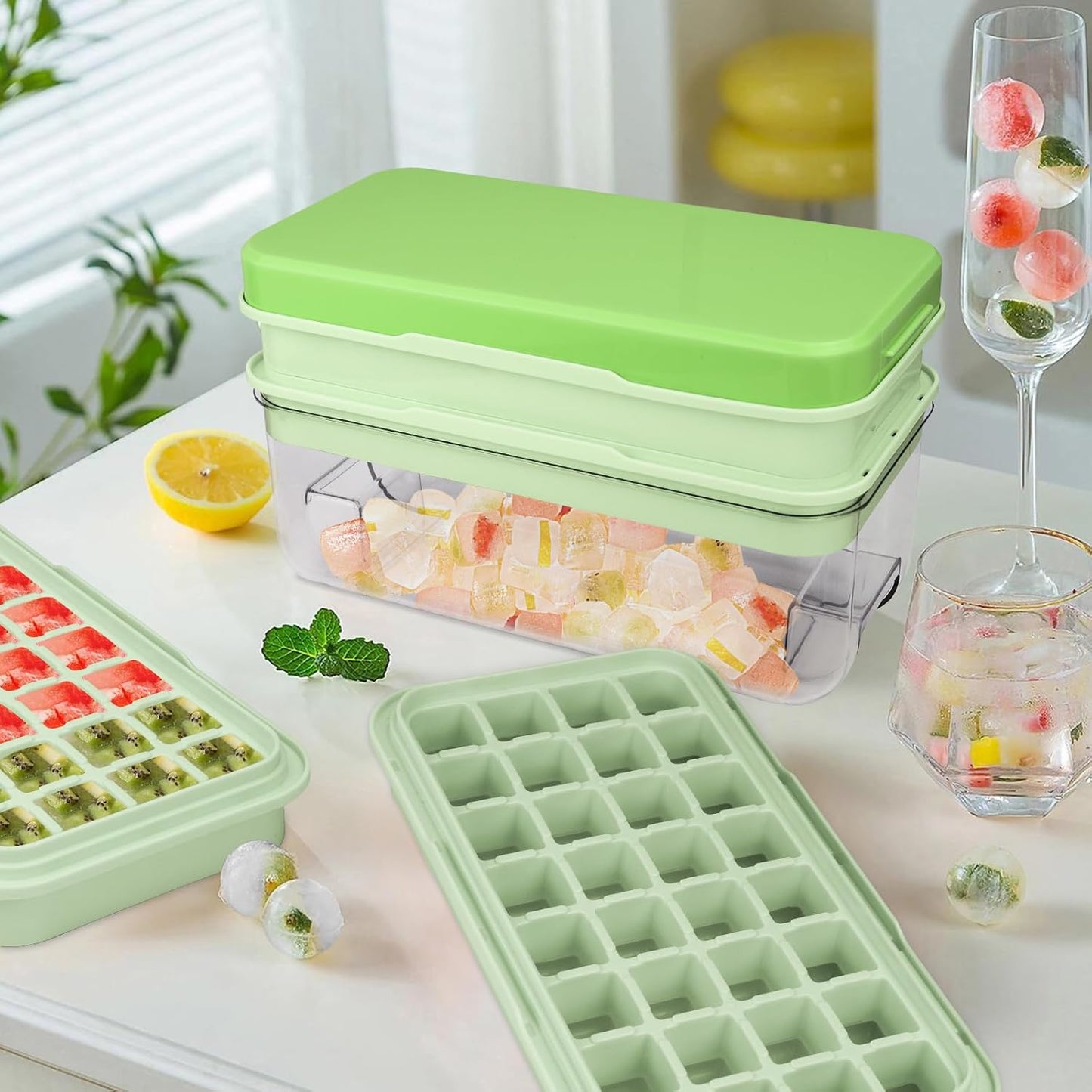 Cavyno™ - One-Press Ice Cube Tray & Storage Set