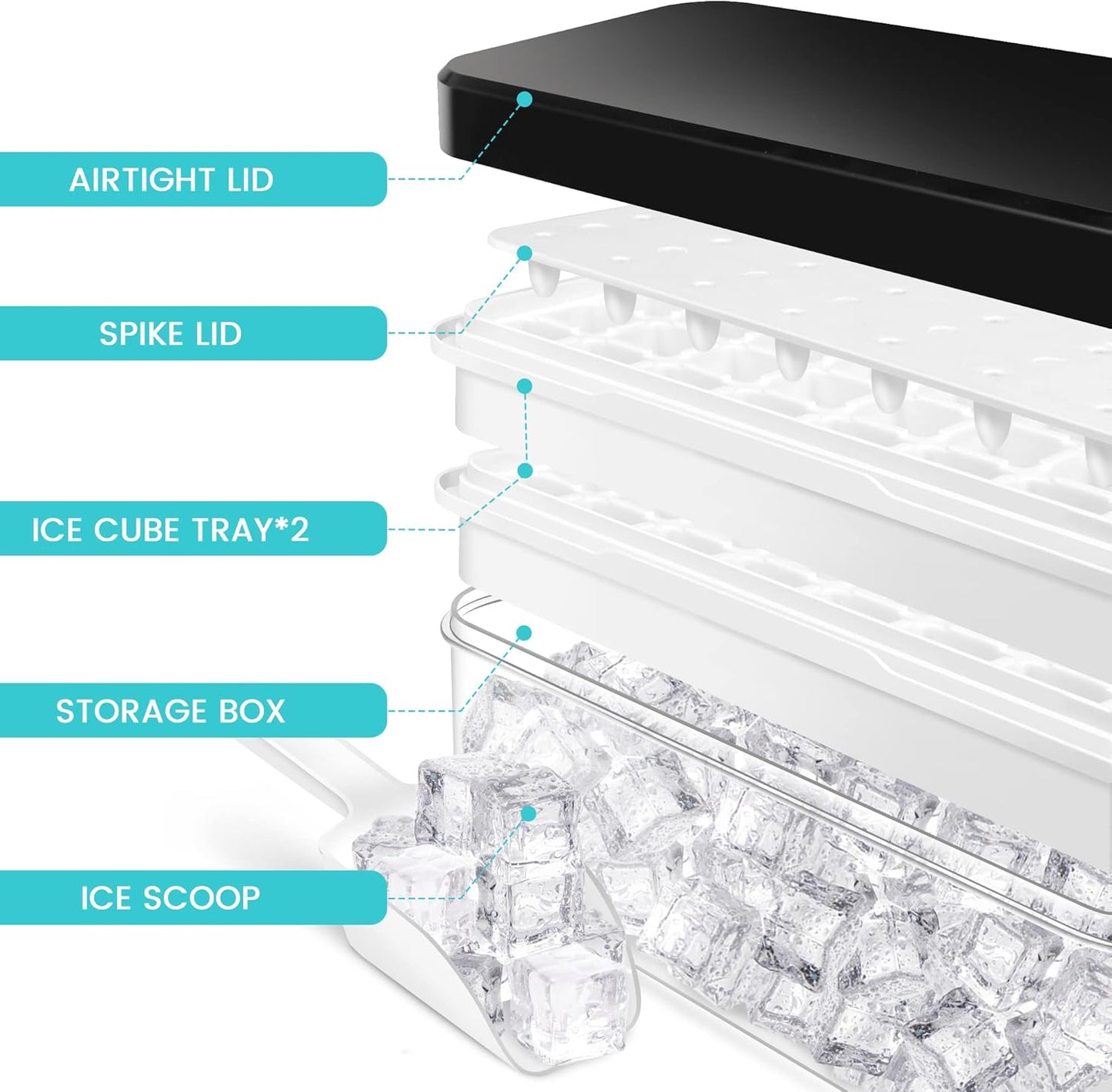 Cavyno™ - One-Press Ice Cube Tray & Storage Set