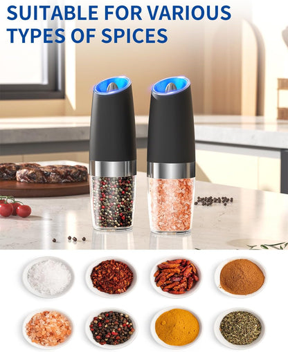 Cavyno™ - Gravity Electric Salt & Pepper Grinder Set