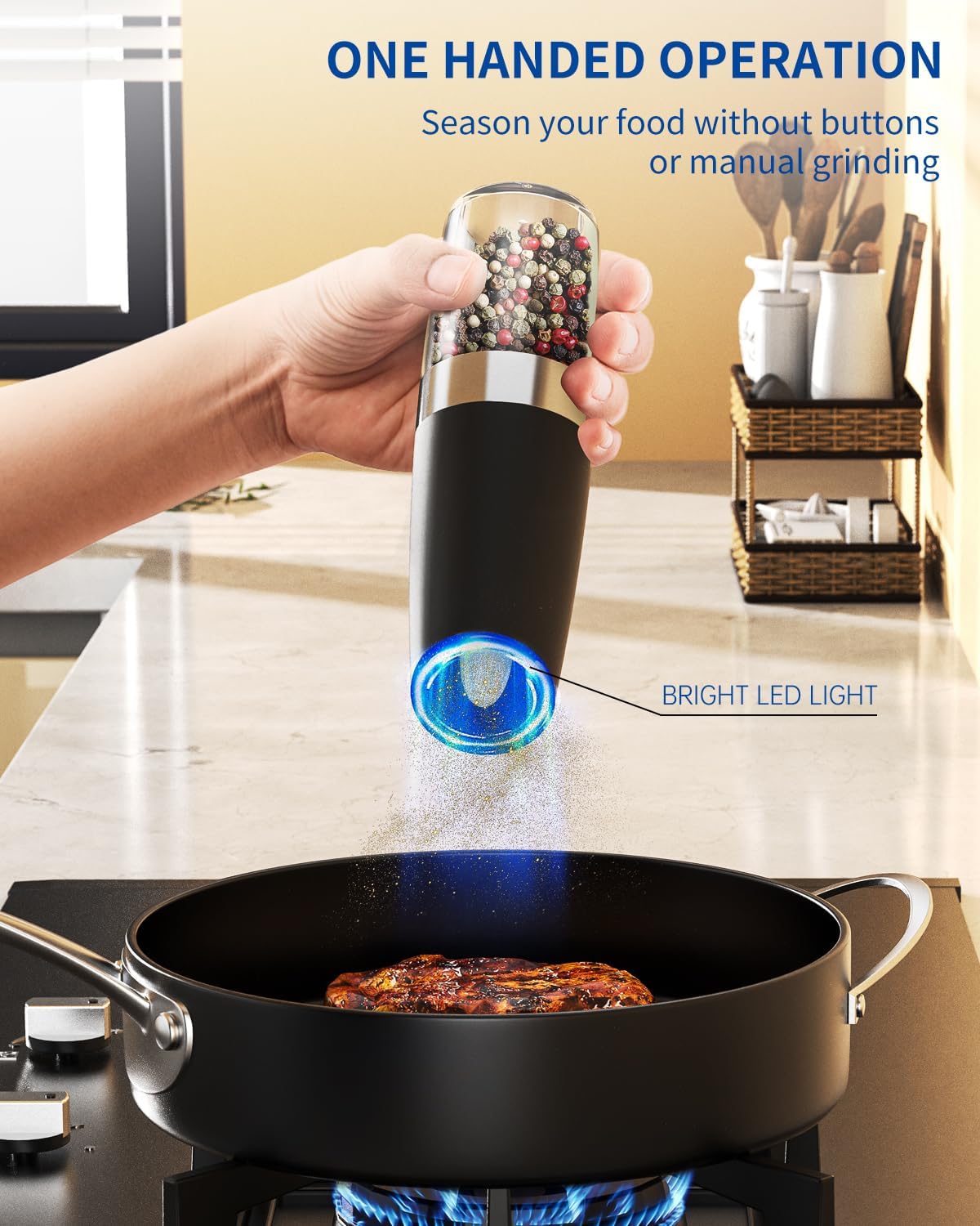 Cavyno™ - Gravity Electric Salt & Pepper Grinder Set