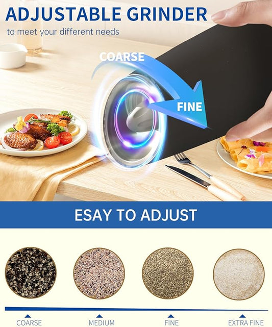 Cavyno™ - Gravity Electric Salt & Pepper Grinder Set