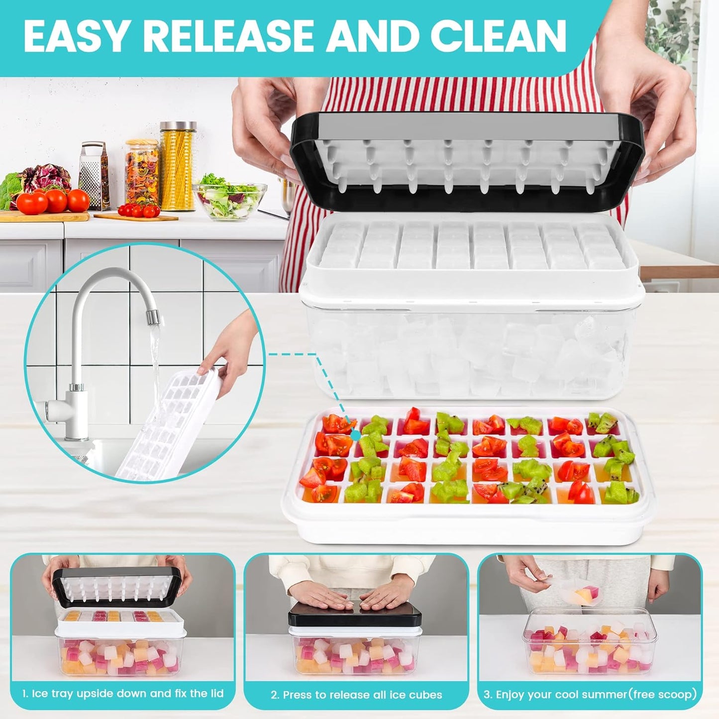 Cavyno™ - One-Press Ice Cube Tray & Storage Set